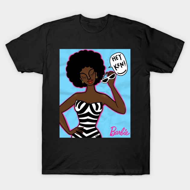 Afro  Barbie T-Shirt by bananapeppersart